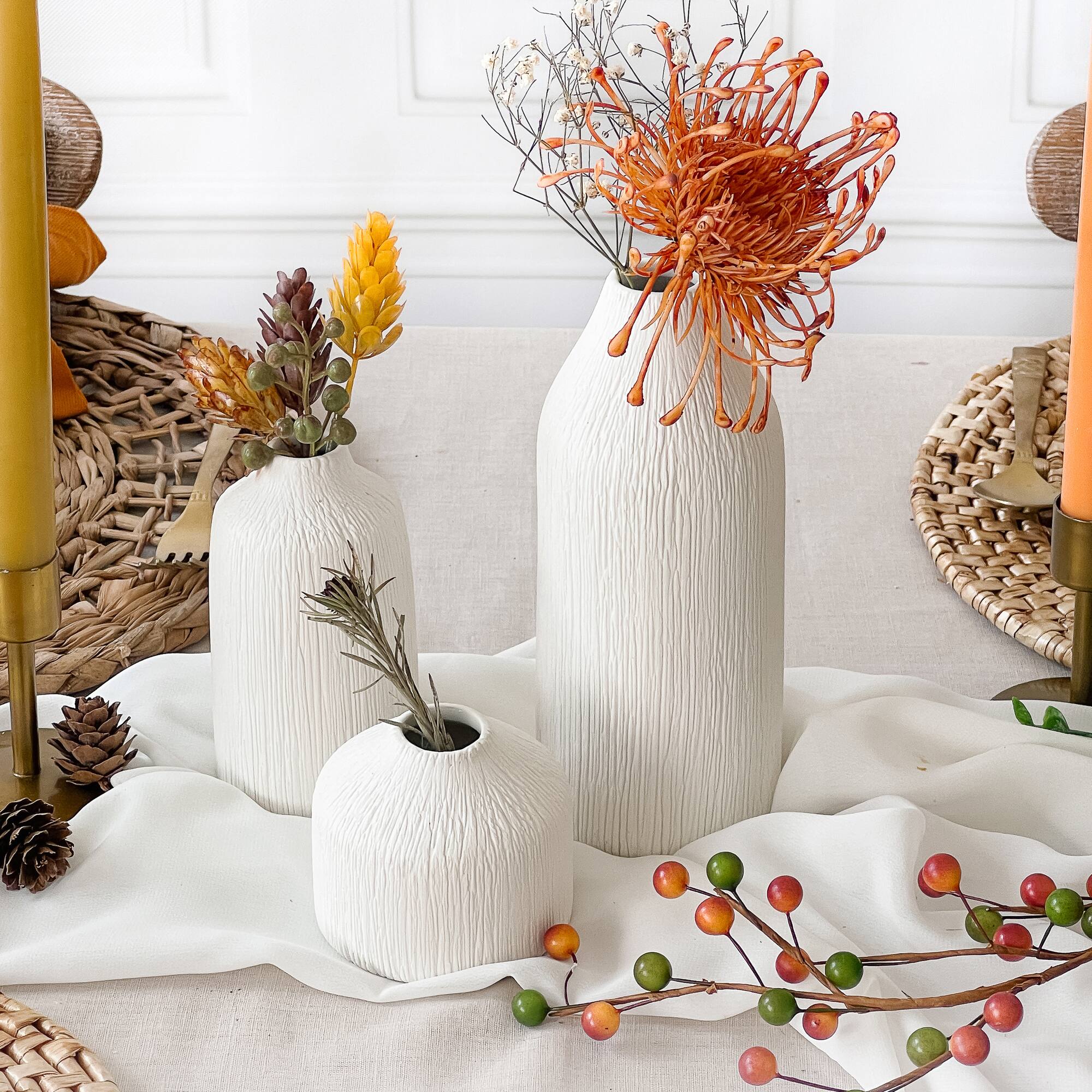 Kate Aspen® White Boho Ceramic Bud Vase Set